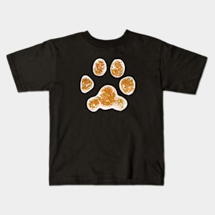 Cool Gold Glittery Paw Print Kids T-Shirt